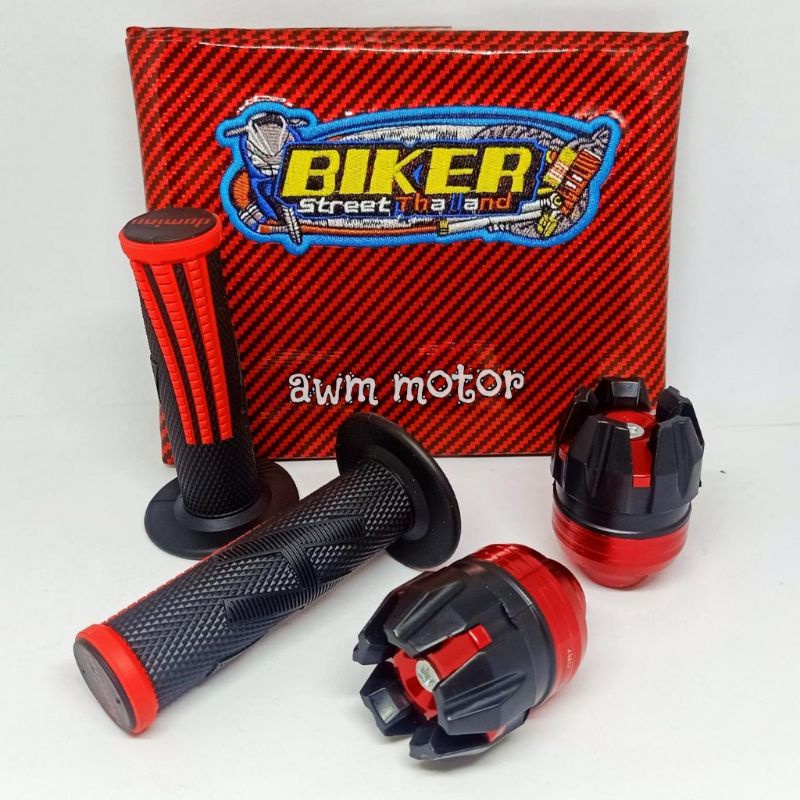 Paket murah Sarung Jok bikers, jalu as + handgrip, Kulit jok bikers karbon, jalu as depan, handgrip