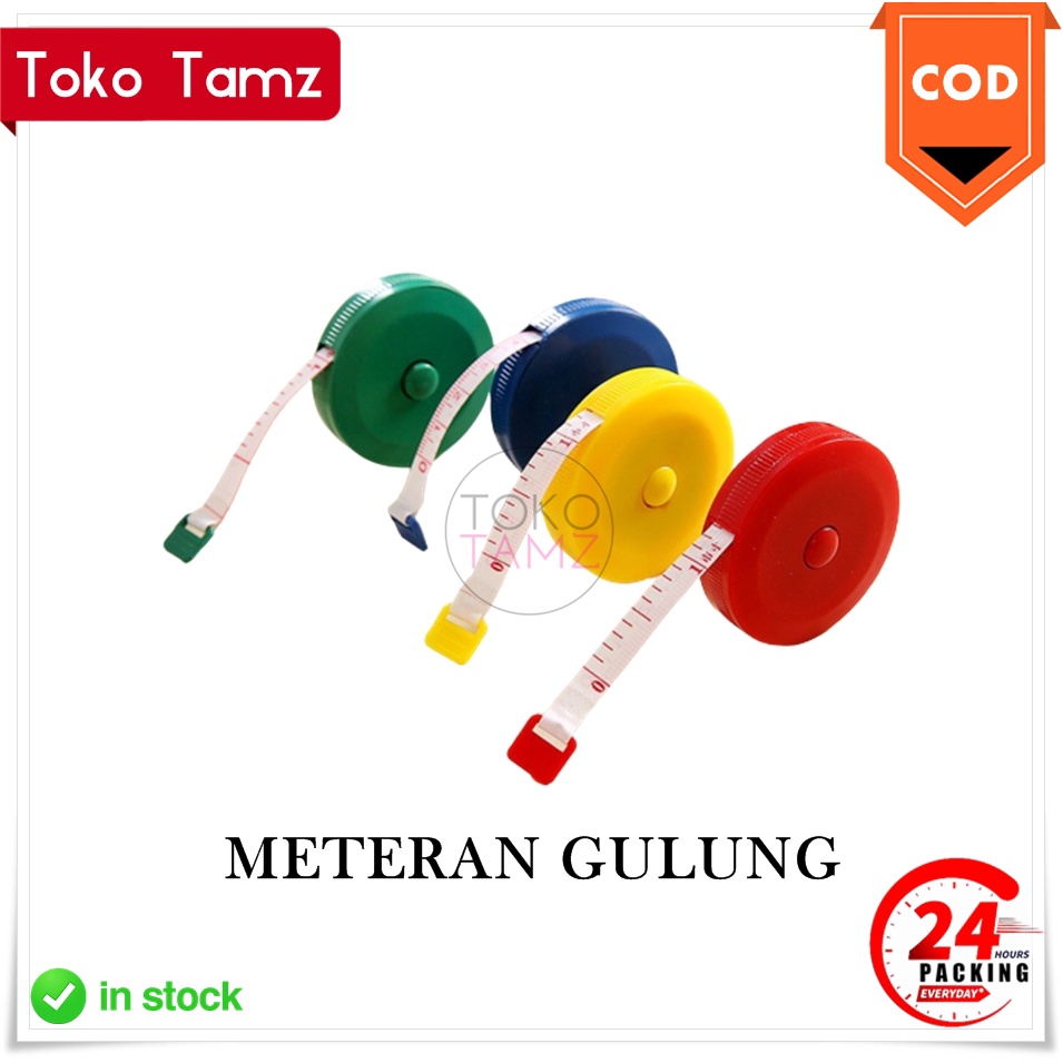 COD MAKASSAR Meteran Gulung mini 1.5 meter Pengukur Lingkar Perut alat ukur baju imporT Shopee tokot