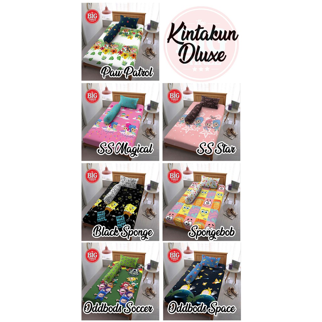 Sprei KINTAKUN 120x200 motif Spongebob Puzzle Aurelia Fleur Kenzo Caroline Albany Aalborg Agnesia Braxley Brenda Paul Graciela Victor Arnita 120 Single SP