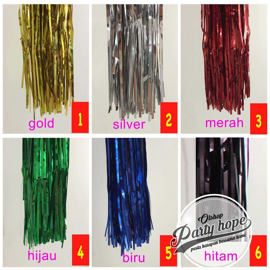 tirai foil / tirai rumbai / foil curtain / backdrop foil / tirai ultah / tirai pesta / rumbai