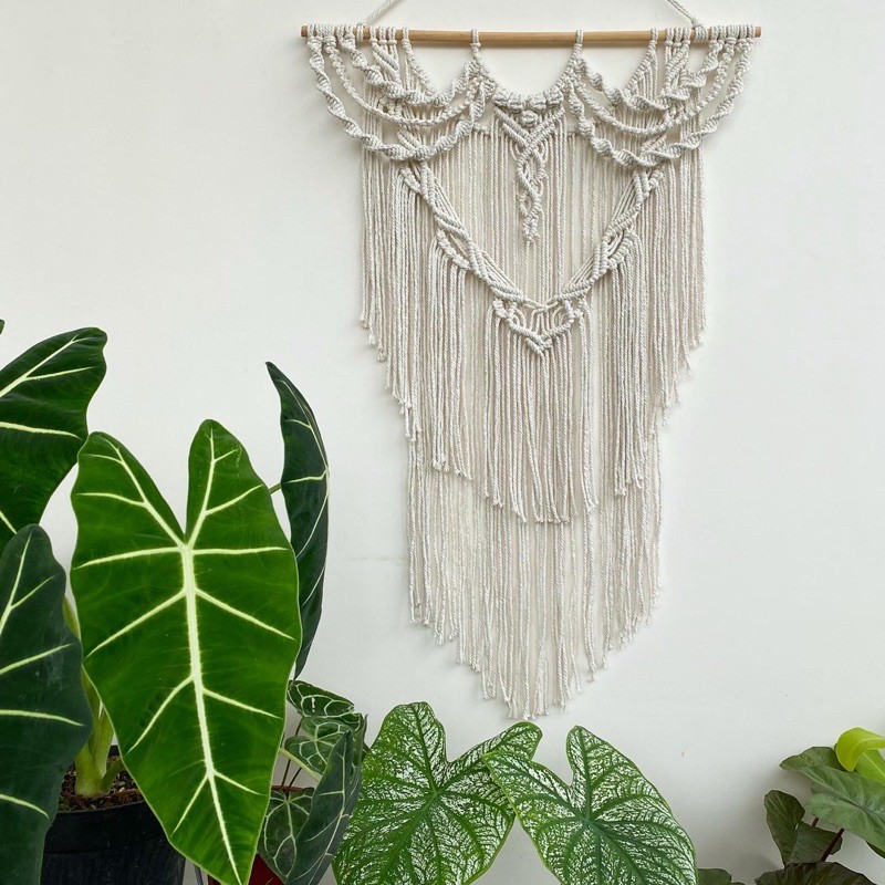 MACRAME WALL HANGING HIASAN DINDING UKURAN BESAR DEKORASI KAMAR BACKGROUND FOTO BOHO