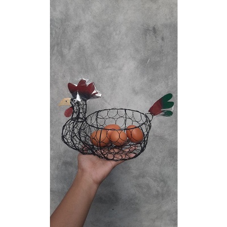 tempat telor bahan besi/ wadah telor besi muat telor 1kg/ wadah telor bentuk ayam jago