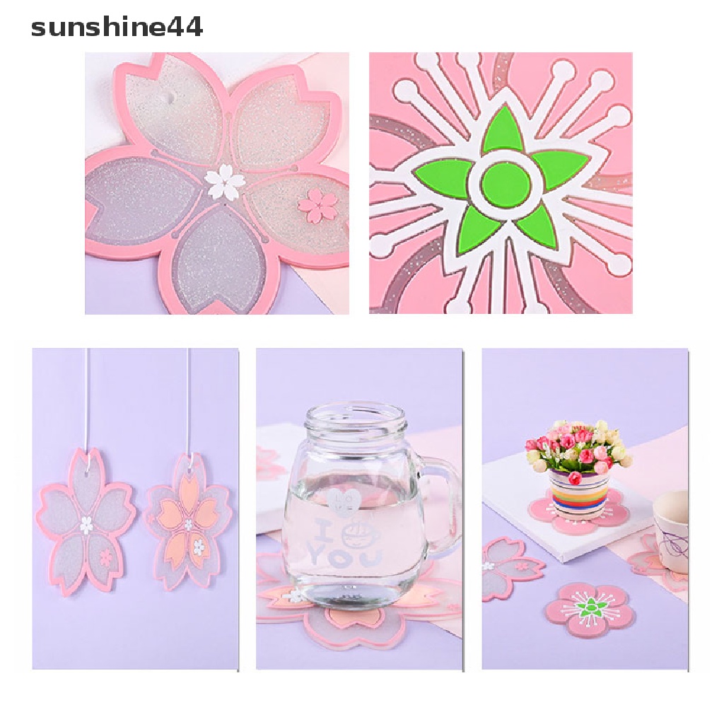 Sunshine 1pc Alas Piring / Wadah Makanan Dengan Bahan Insulasi Thermal Anti-Slip Dan Gambar Bunga Sakura