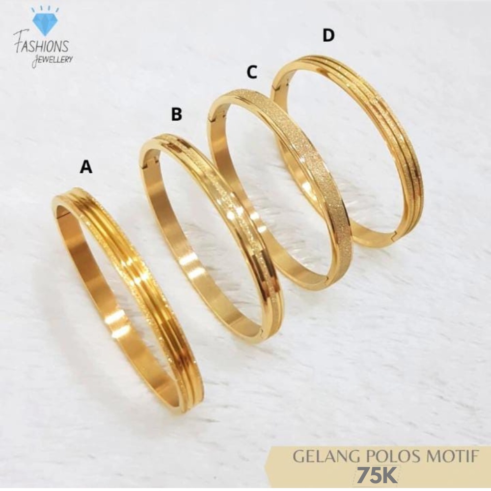 Gelang tangan titanium Gold polos motif