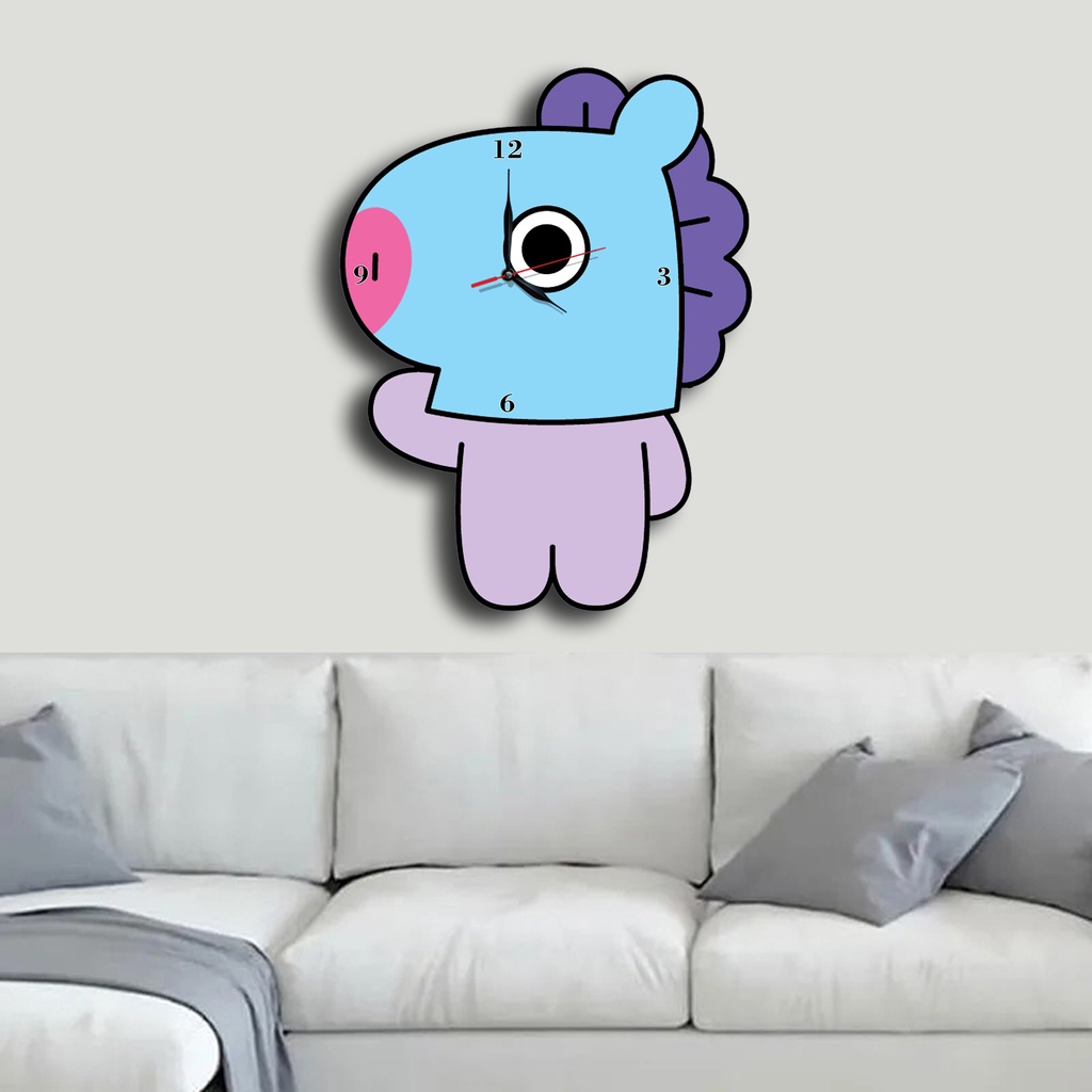 Jam Dinding Pola Unik Design Korea BTS  BT21 Special Edition Free Vintage Box + Baterai rajadekorofficial-Mang