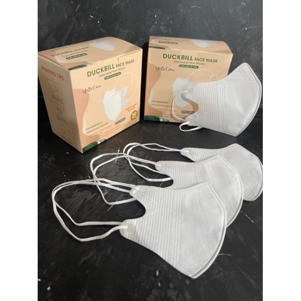 Face mask duckbill protective 3ply (50pc) premium mask garis seperti sensi/masker duckbil Y&B care-DB hijab PUTIH Y&B