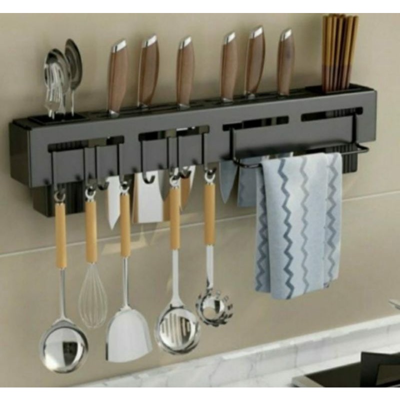 Rak Pisau Dapur Hitam 40cm/ Rak Pisau Hitam/ Gantungan pisau dapur 40cm