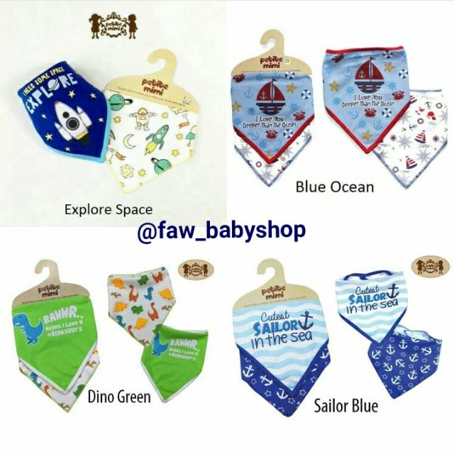 PETITE MIMI - 2IN1 TRIANGLE BIBS/ SLABER/ BIB / CELEMEK SEGITIGA 2IN1