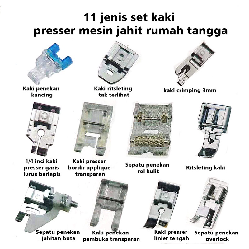 Mi.more Sepatu Set 11 Pcs/set Rumah Tangga Mesin Jahit Bagian Quilting Ritsleting Berjalan Penekan Kaki Perangkat Kaki-Intl