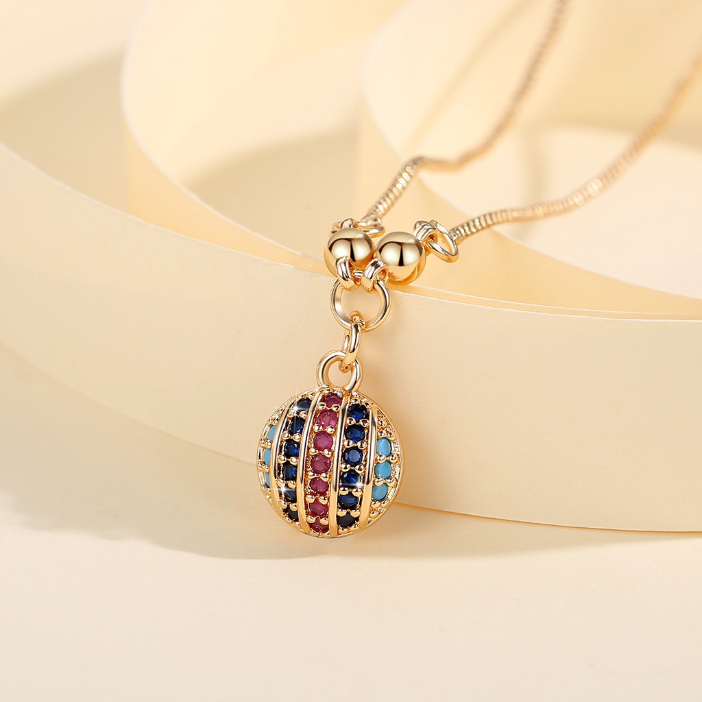 Y636 [COD✔] Kalung Titanium Sederhana Bulat Kristal Emas Fashion Wanita Kalung Fashion Aksesoris