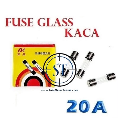 x10 Fuse Kaca 20A Ukuran 6x30 Mm Besar 250VAC Sekring Sekering Glass 6x30 Besar isi 10 Buah