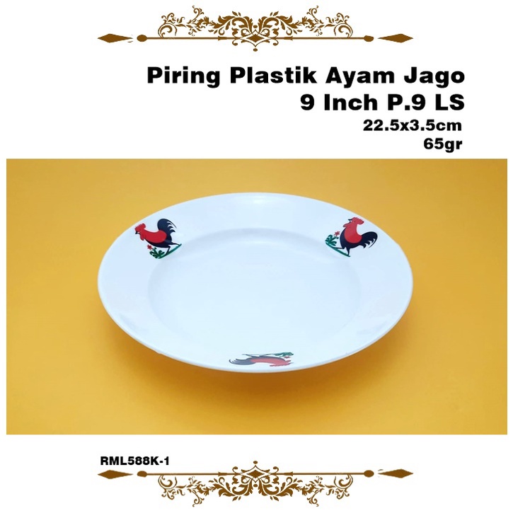Piring Plastik Ayam Jago 9 Inch LS