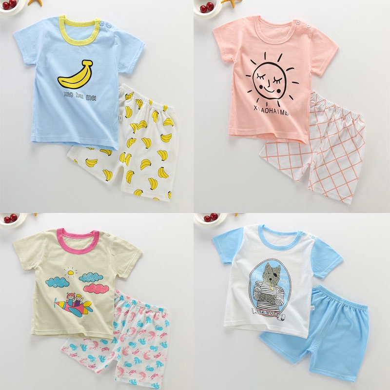 Setelan T Shirt Kaos  Musim  Panas  Kecil Segar Bayi Baju 