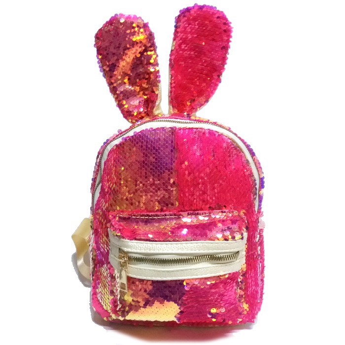 SALE TERMURAH CUCI GUDANG RANSEL Sequin Kuping Kelinci IMPORT - Backpack Fashion Anak Payet Manik - Manik 10&quot;