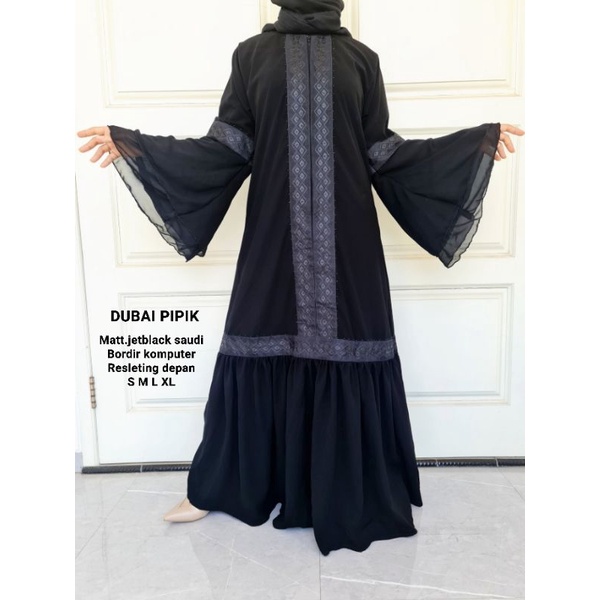 DUBAI PIPIK Maxi | Gamis Muslim | Bahan Jettblack l Busui Friendly | Fashion