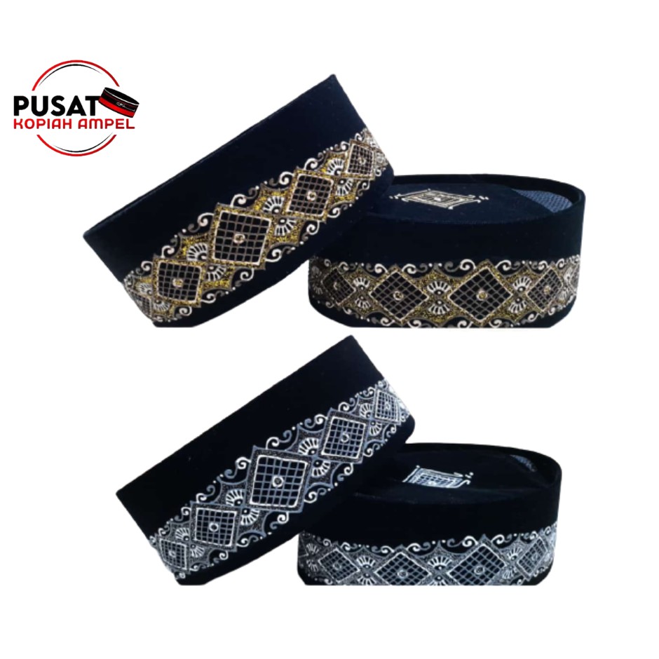 Peci/Kopiah/Songkok Hitam motif 2