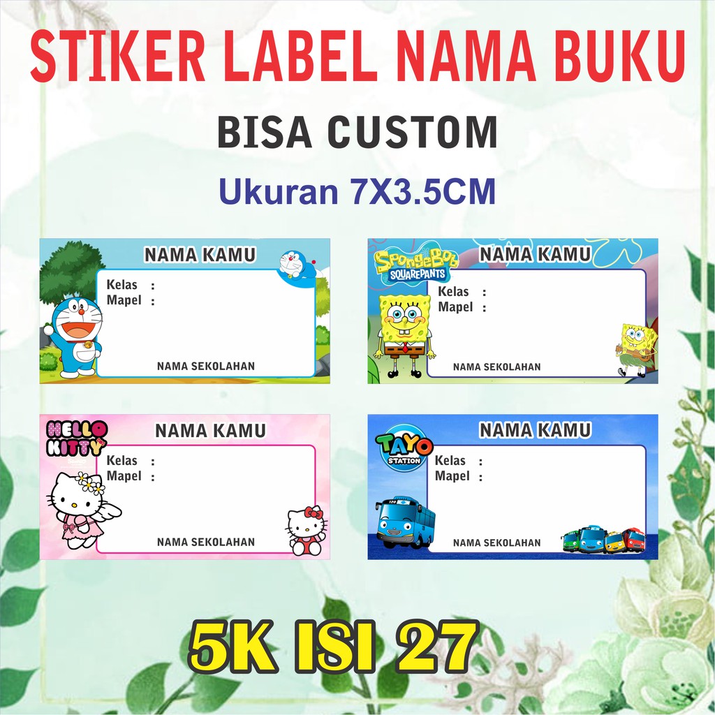 

stiker buku custom murah/label buku
