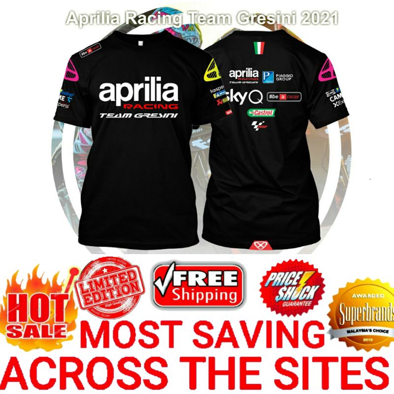 BAJU LOGOMIX Super Premium Aprl Moto GP Gresini Racing Team Mens Short SleeveGraphic Roundneck T-Shi