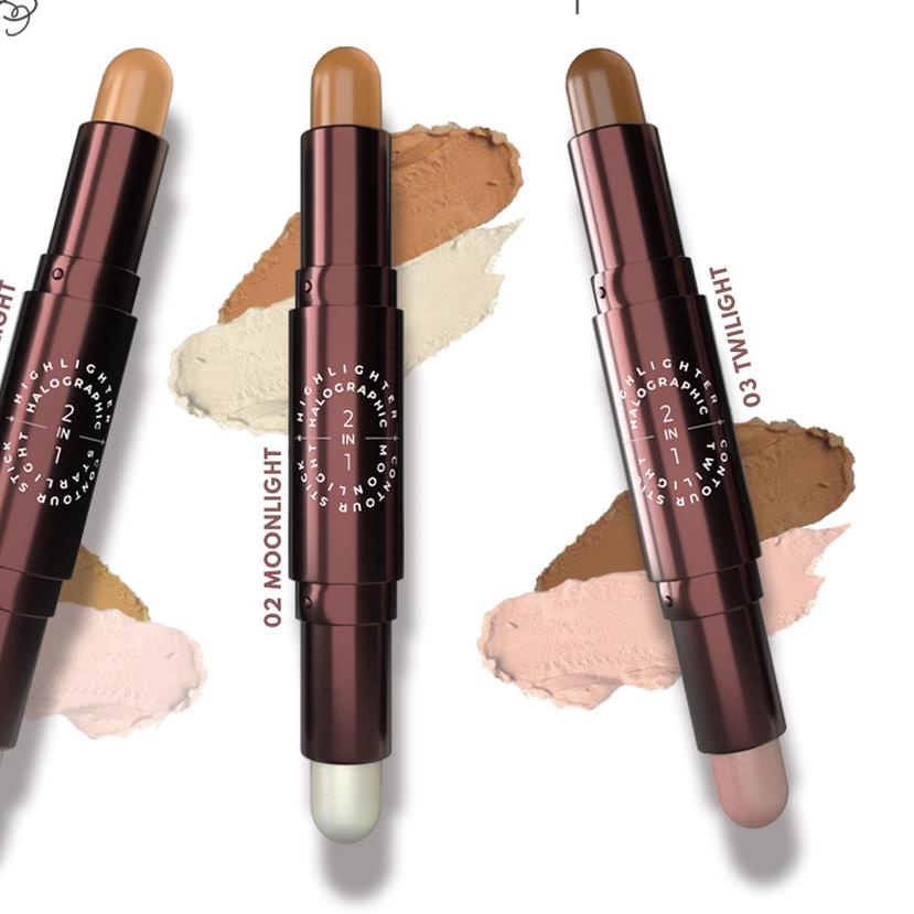 ☃ Madame Gie Halographic 2-in-1 Contour stick and Hightlighter - Madame gie starlight and moonlight 