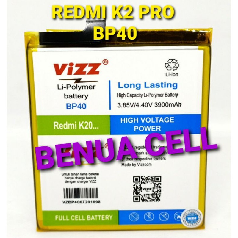 BATRE BATERAI BATEREI VIZZ - VIZZ DOBEL POWER XIAOMI REDMI K2 PRO BP40