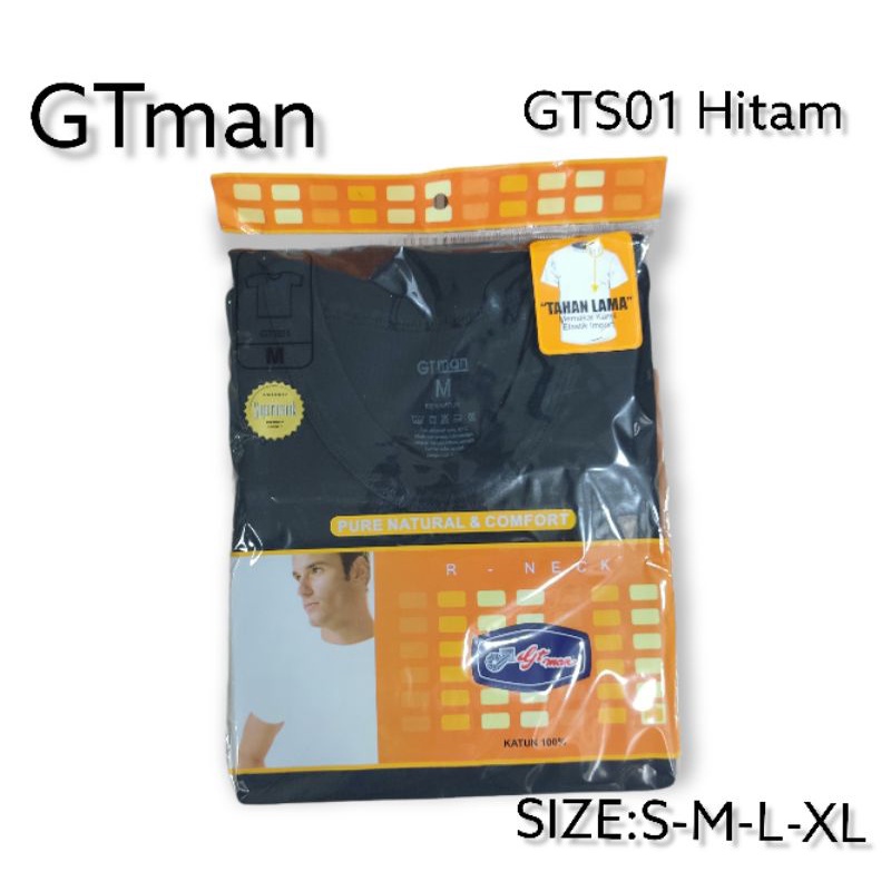 Kaos Dalam Pria GTMAN ROUND NECK GTS01 HITAM ISI 1