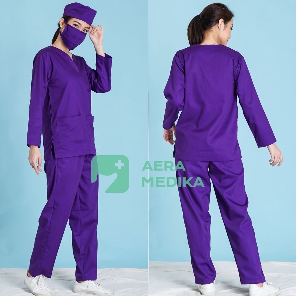 SCRUB/ BAJU JAGA/ SERAGAM OKA Lengan Panjang Aera Medika-Violet