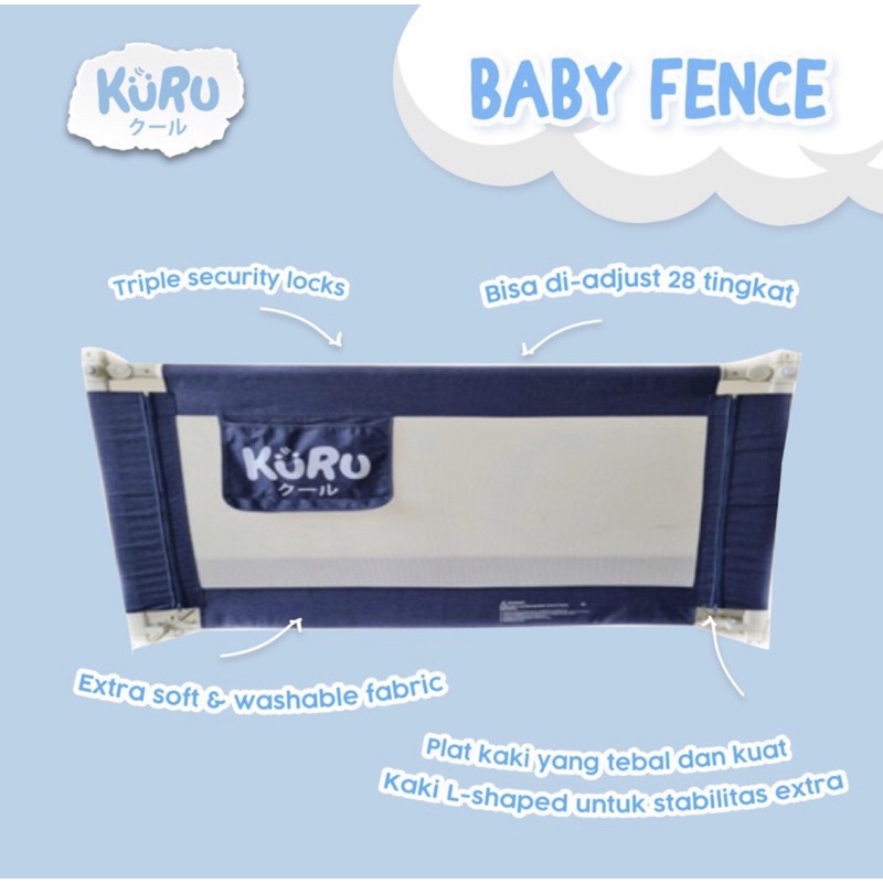 KURU Baby Bed Rail - Baby Bed Fence -  Pagar Ranjang Bayi - Baby Fence - Pagar Pembatas Ranjang Bayi
