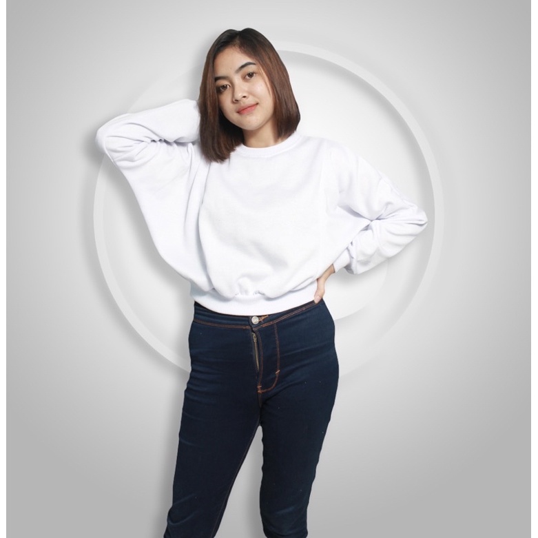 SWEATEE CROP WANITA OVERSIZE BAHAN FLEECE