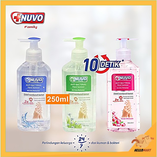 ORIGINAL Nuvo Hand Sanitizer Gel 250ml / Nuvo Handsanitizer Gel / HELLOMARTID