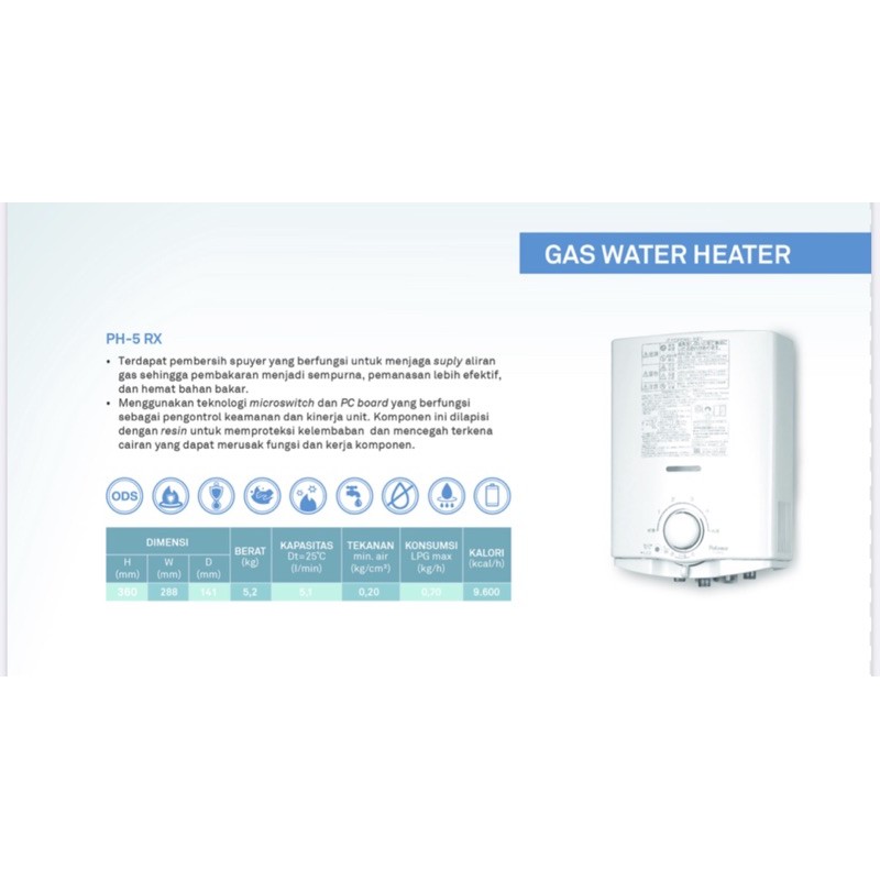 Ay00! Pemanas Air Gas Paloma PH5RX / Water Heater GAS PALOMA PH 5 RX