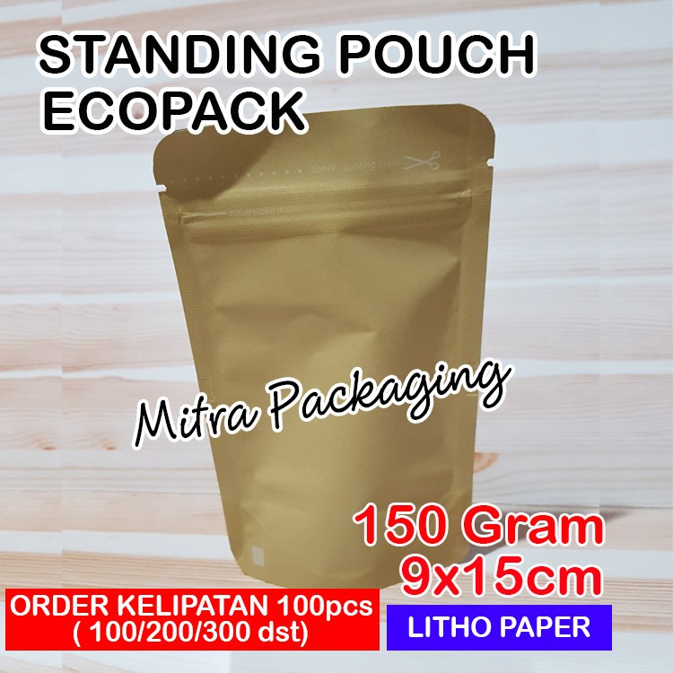 

KPACK KEMASAN KOPI 50GR / STANDING POUCH ECOPACK LITHO PAPER 150 + ZIPPER