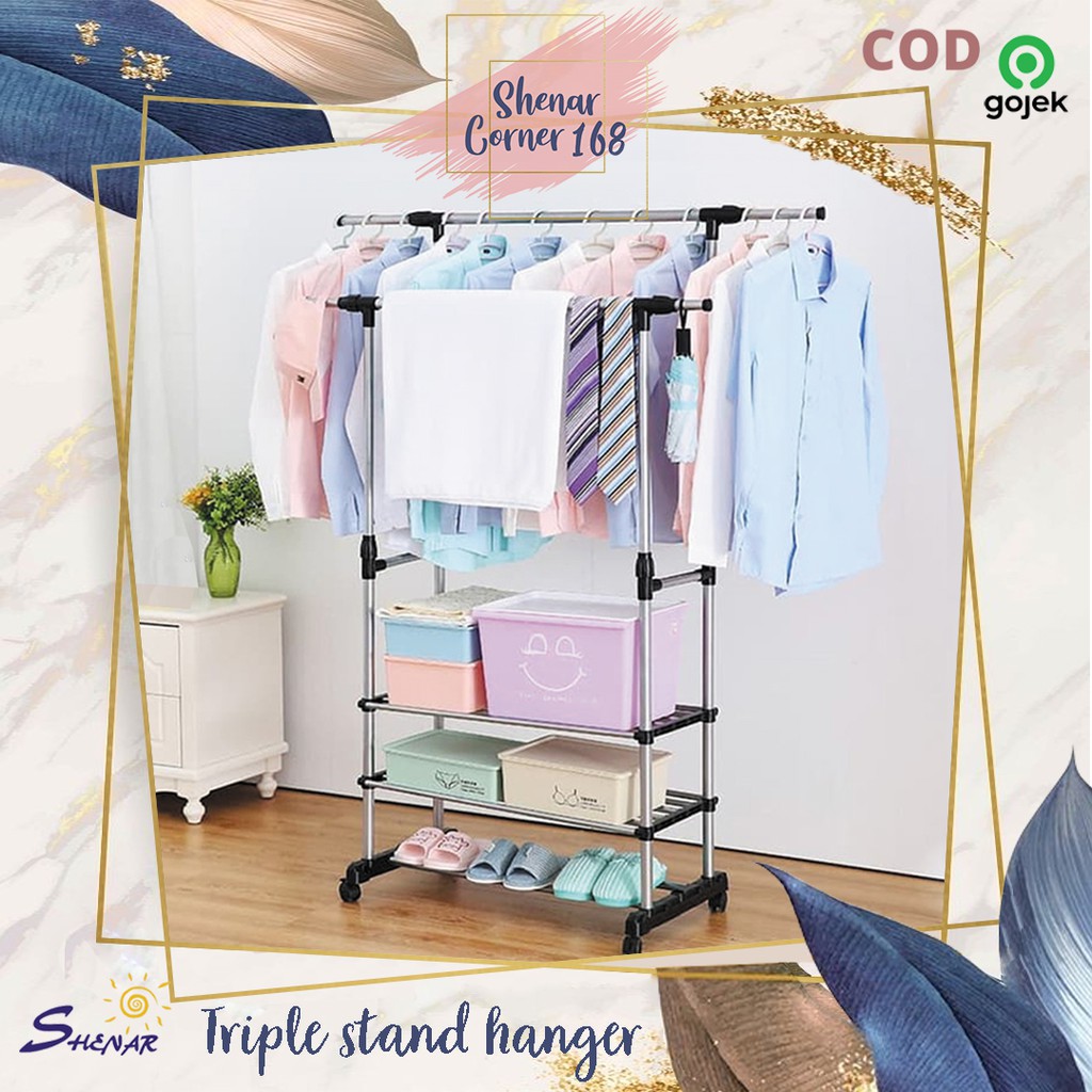 SHENAR GANTUNGAN  BAJU STAND HANGER PORTABLE 2 SISI 