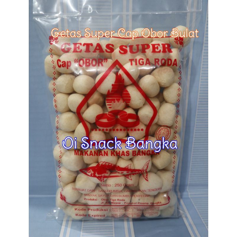 

GETAS CAP OBOR TIGA RODA MERAH 250GRAM GETAS IKAN MAKANAN CEMILAN SNACK KHAS BANGKA