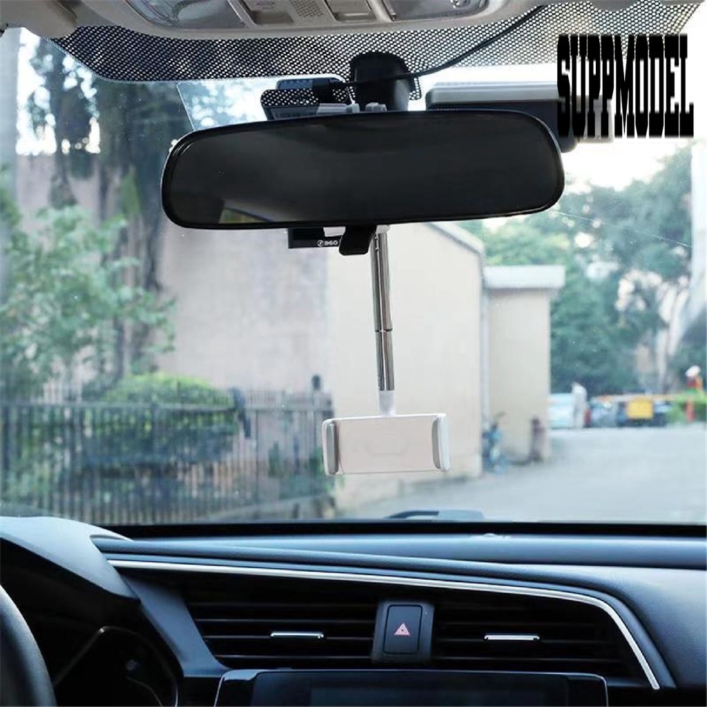 Stand Holder Handphone / Gps Rotasi 360 Derajat Untuk Kaca Spion Tengah Mobil