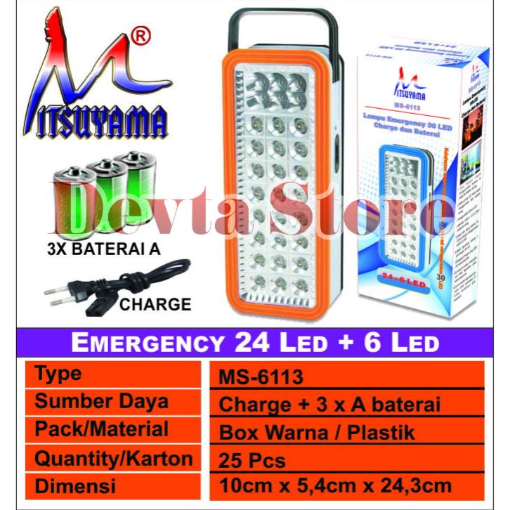 LAMPU EMERGENCY LED CHARGE/BATERAI MS-6113 MITSUYAMA