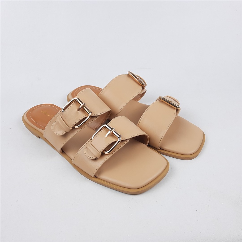 Sandal Flat Wanita Double Buckle Alea kae Marishcka 35-41