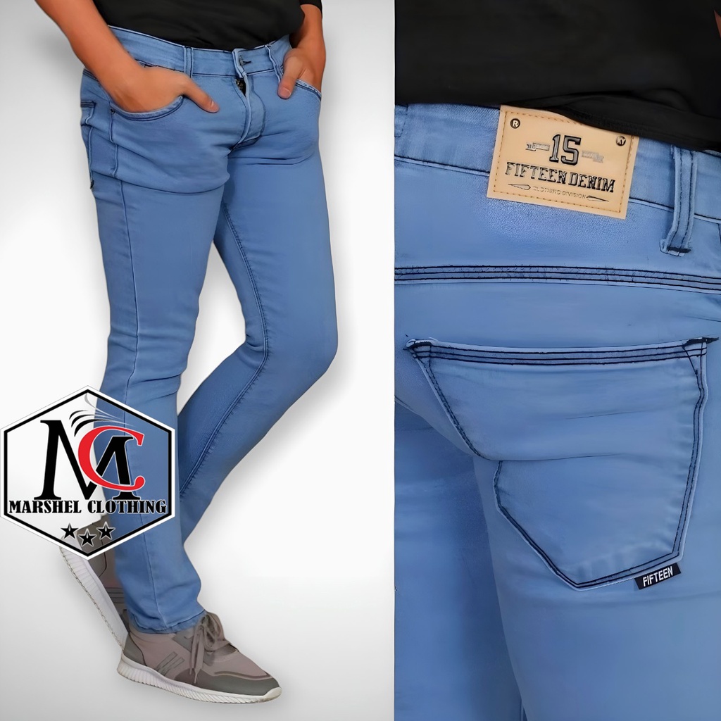 RCL - Celana Jeans Pria Panjang Skinny Slim Fit Navy Original New Fifteen Denim Celana Jeans