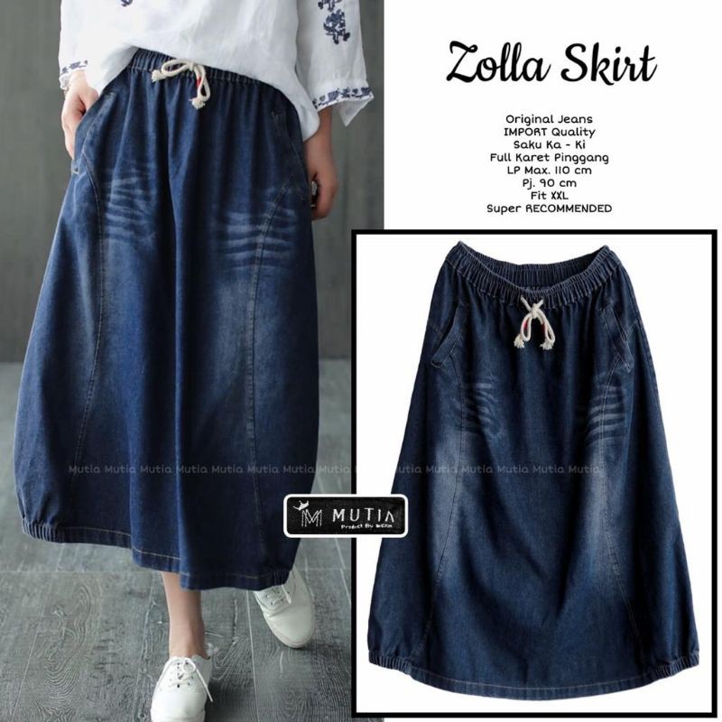 Rok Jeans Panjang Wanita Remaja/Dewasa Terbaru Zolla Skirt