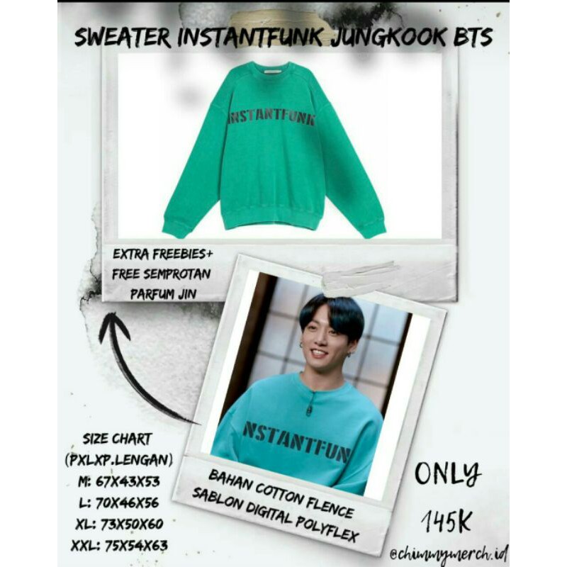 SWEATER INSTANTFUNK JIMIN JUNGKOOK BTS TERMURAH 99% MIRIP ORI