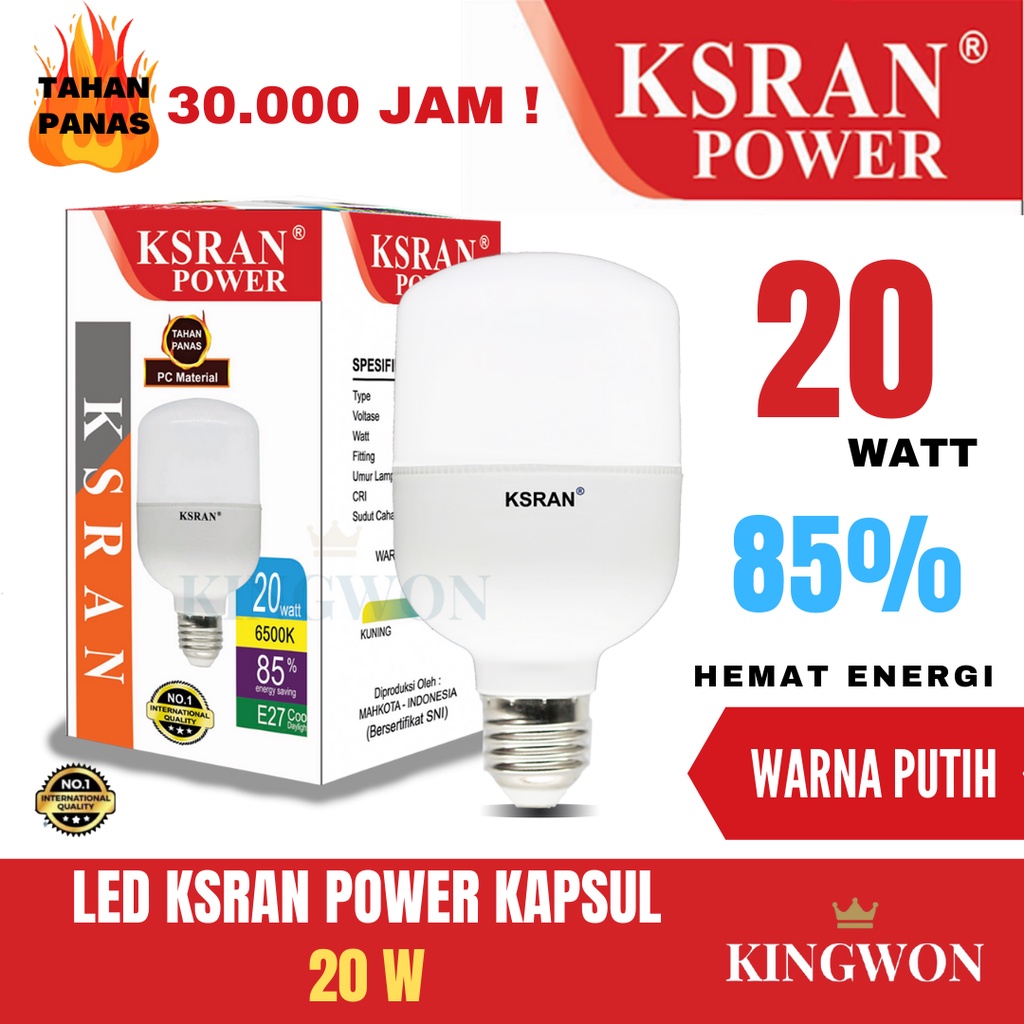 KSRAN Lampu LED 20 watt POWER - Putih Kapsul