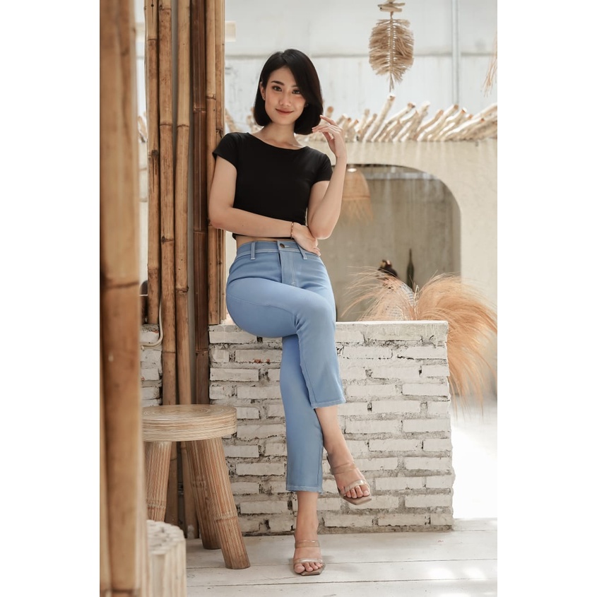 FWR - Celana Slit Jeans Highwaist Mote Blue 5836