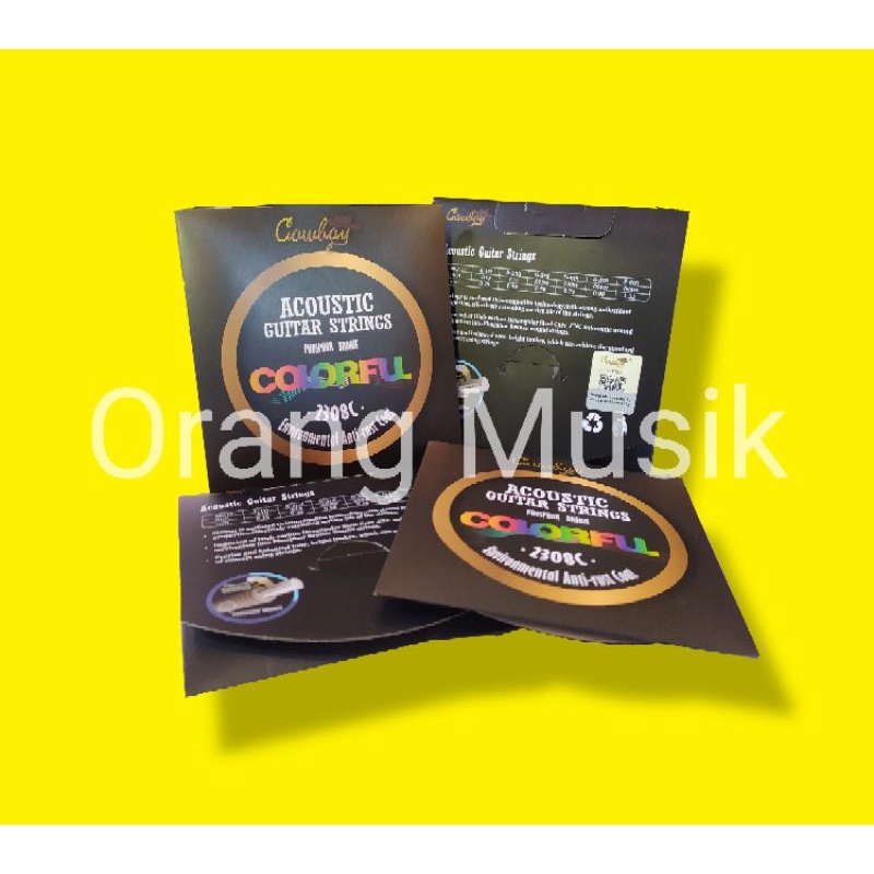 Senar Gitar Cowboy Warna Warni Ukuran 010 Original Anti Rust Coat - Senar Gitar Akustik Cowboy Import Colorful Ukuran 0.10