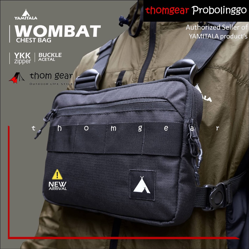 YAMITALA WOMBAT Tas Dada Chest Bag Chestbag Pria Wanita Tactical Riding Adventure Hitam Army Grey Yamitala Wombat Thomgear Kraksaan Probolinggo