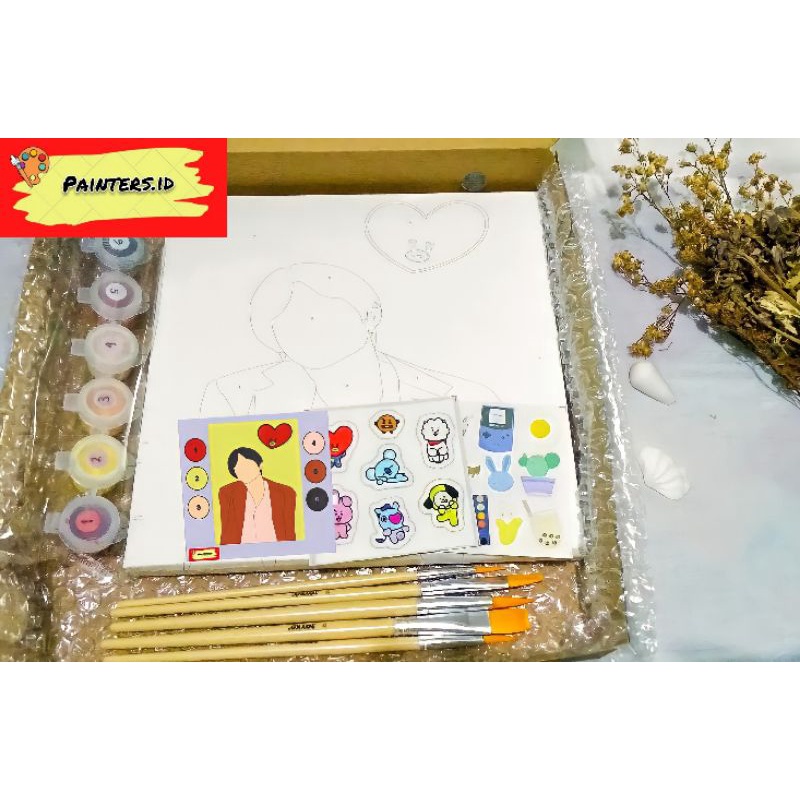 

Paint by number BT21 kim Taehyung l painters.id l painting set l 20x20 cm kanvas l 6 akrilik cat