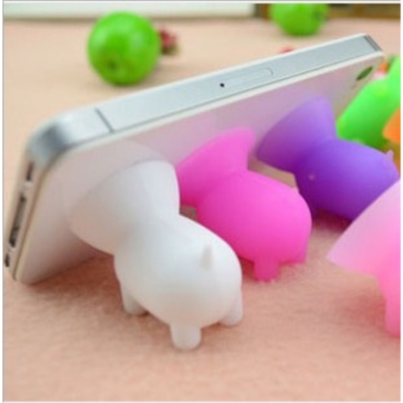 (Warna Acak) Holder Handphone Universal Bentuk Kartun Babi Lucu