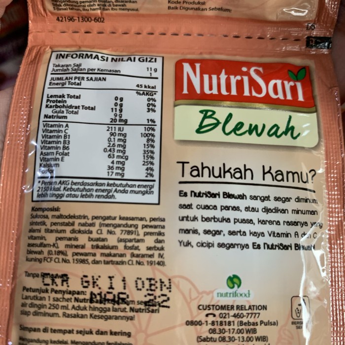 

Nutrisari Blewah 1 renceng isi 10 sachet