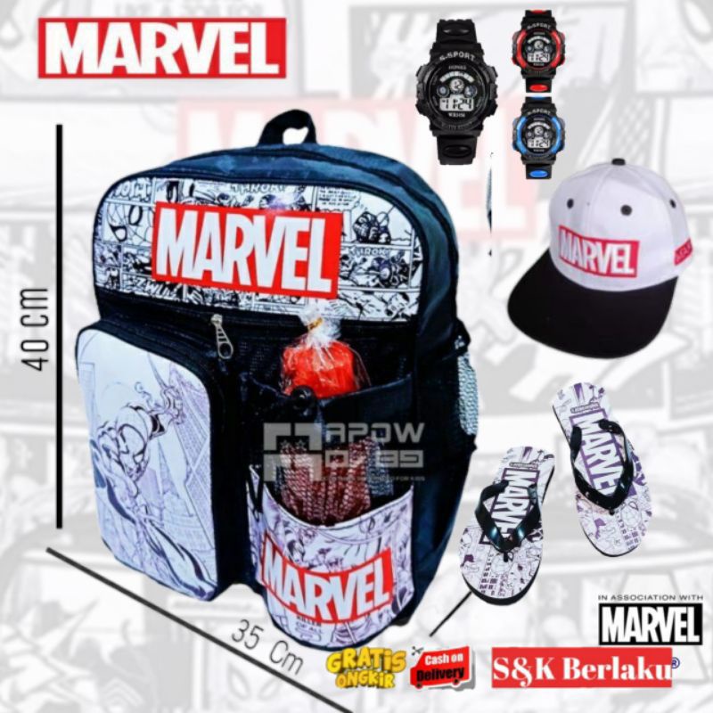 Tas Ransel Fashion AKSESORIS Sekolah Anak Laki Laki TK SD Marvel Super Hero