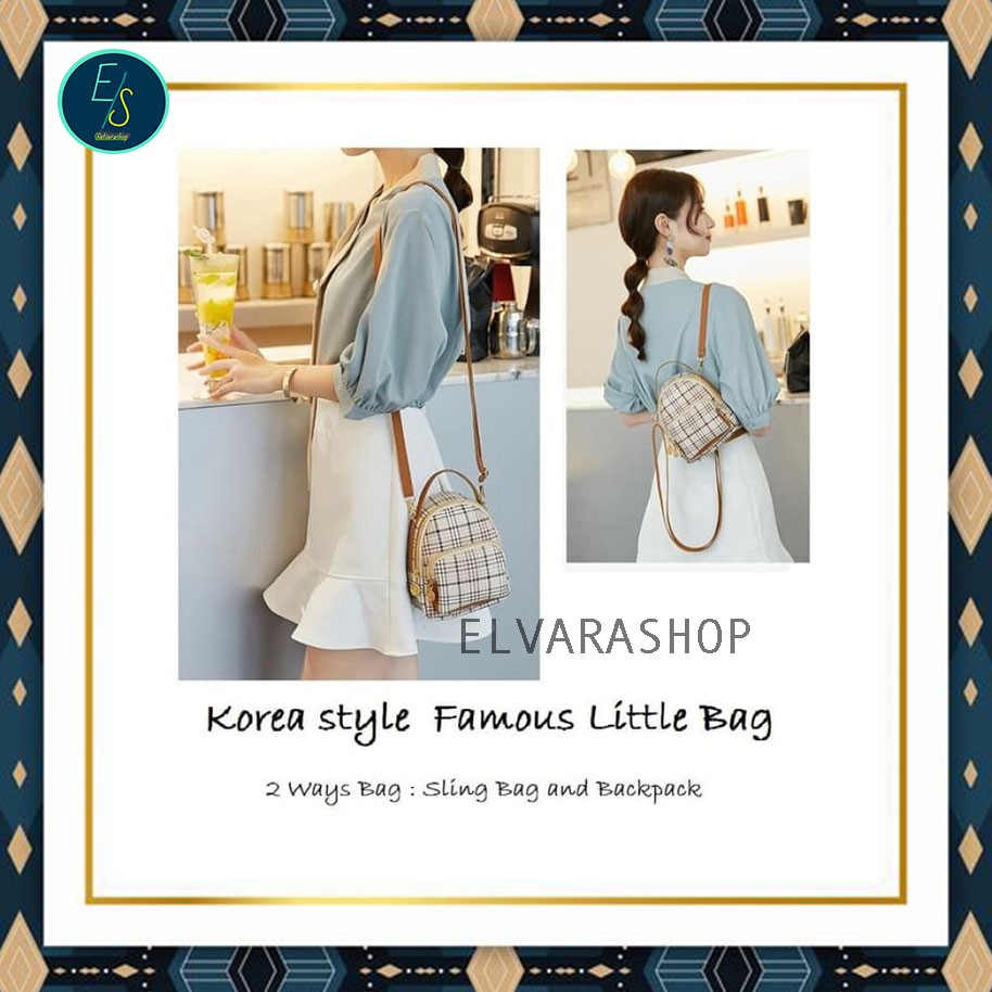 elvarashop-Korea Bag Sling Backpack/Tas Ransel Dewasa/Tas Ransel Mini Korea /Tas Selempang TB