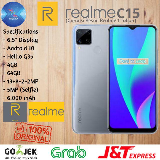 Realme C15 Ram 4GB Rom 128GB 4/128 4/64 3/64 Garansi Resmi Realme 1 Tahun-Silver