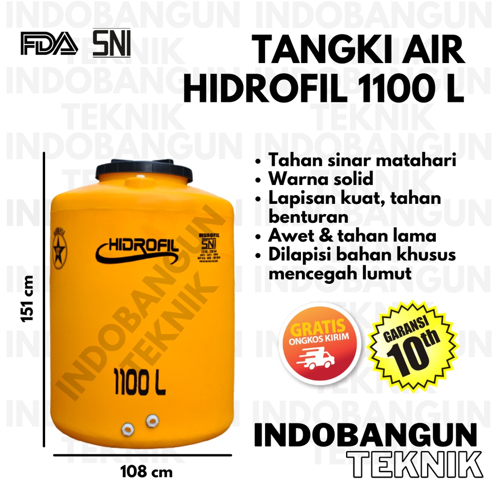 Toren Tangki Tandon Air Hidrofil 1000 1100 Liter Harga Murah Anti Lumut Garansi 10 Tahun